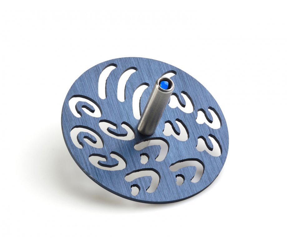 Contemporary Style Hanukkah Dreidel with Hebrew Letters, Blue - Adi Sidler