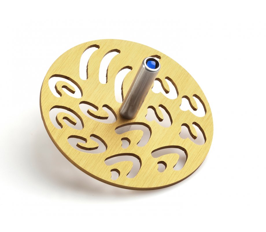 Contemporary Style Hanukkah Dreidel with Hebrew Letters, Gold - Adi Sidler