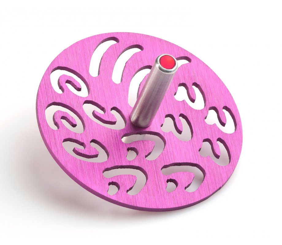 Contemporary Style Hanukkah Dreidel with Hebrew Letters, Pink - Adi Sidler