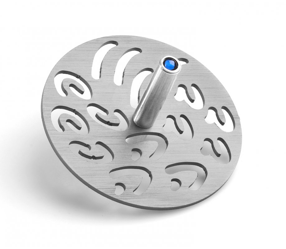 Contemporary Style Hanukkah Dreidel with Hebrew Letters, Silver - Adi Sidler