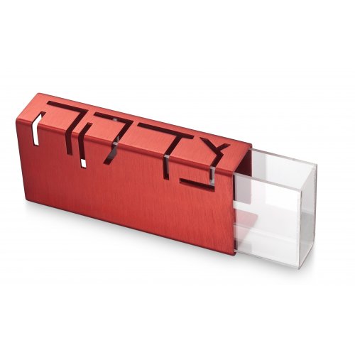 Contemporary anodized Aluminum Charity Tzedakah Box, Red - Adi Sidler