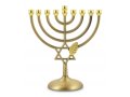 Copper Color Hanukkah Menorah, Leaf and Star of David - 7 Inches