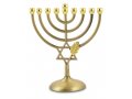 Copper Color Hanukkah Menorah, Leaf and Star of David - 7 Inches