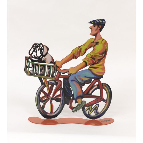 Country Rider Free Standing Double Sided Bicycle Sculpture - David Gerstein