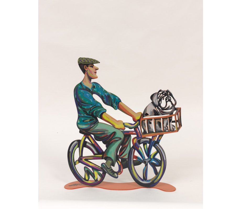 Country Rider Free Standing Double Sided Bicycle Sculpture - David Gerstein