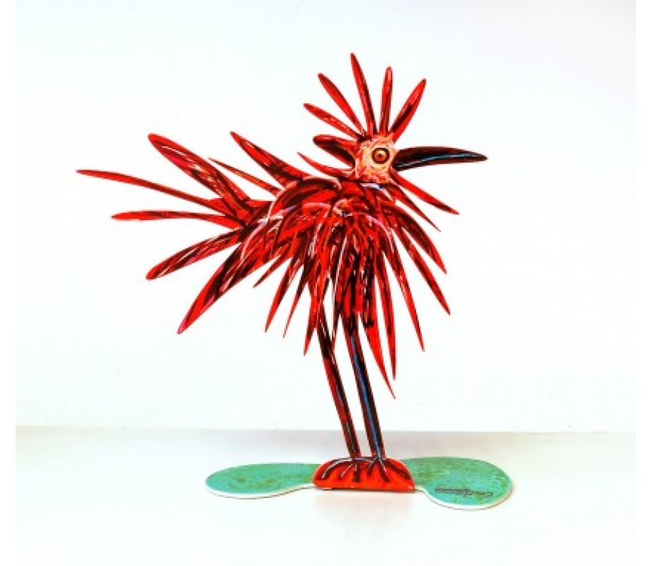 Crazy Bird Free Standing Double Sided Steel Sculpture - David Gerstein