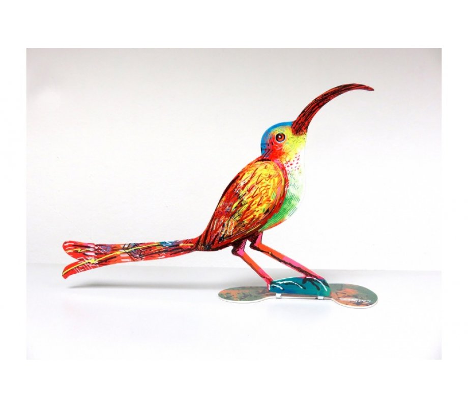 Curious Bird Free Standing Double Sided Steel Sculpture - David Gerstein