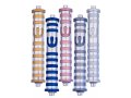 Cylinder Mezuzah Case with Bands, Light Colors at 6 Inches Height - Agayof
