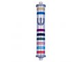 Cylinder Mezuzah Case with Bands and Curving Shin In Dark Colors at 6 Inches - Agayof