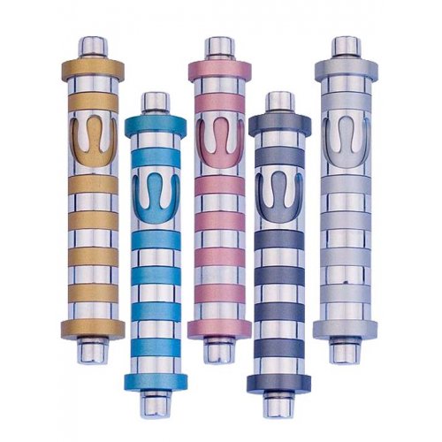 Cylinder Mezuzah Case with Bands in Light Colors, 4 Inches Height - Agayof