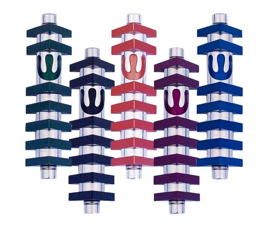 Cylinder Mezuzah Case with Triangles, Dark Colors at 4 Inches Height - Agayof