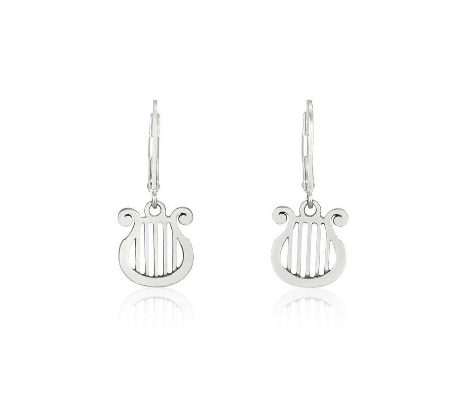 Dangle Sterling Silver Earrings - Image of King David's Lyre