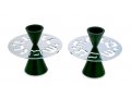 Dark Green Anodized Aluminum Travel Candlesticks, Shabbat Shalom - Avner Agayof