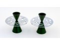 Dark Green Anodized Aluminum Travel Candlesticks, Shabbat Shalom - Avner Agayof