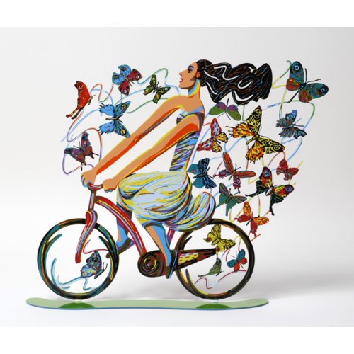 David Gerstein Free Standing Double Sided Bicycle Sculpture - Rider in Euphoria