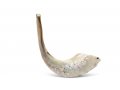 Decorated Hand Painted Ram's Horn Shofar - Decorative Leaf Design