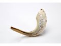 Decorated Hand Painted Ram's Horn Shofar - Decorative Leaf Design