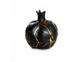 Decorative Black Ceramic Pomegranate - Gold Streaks