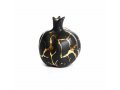 Decorative Black Ceramic Pomegranate - Gold Streaks