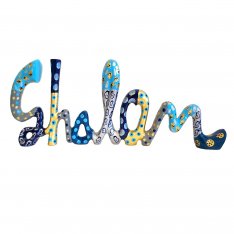 Decorative Free Standing Blue Shalom Sculpture, English� Yair Emanuel