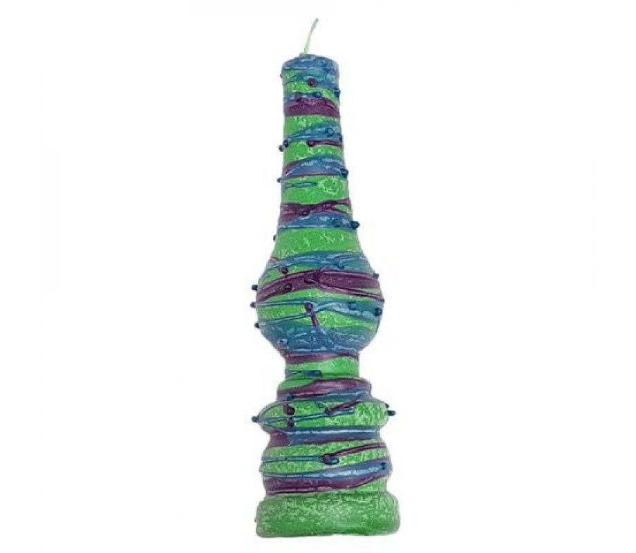 Decorative Handcrafted Lamp Havdalah Candle Green and Purple - Galilee Style