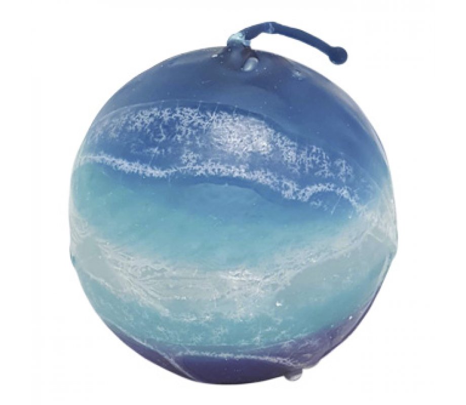 Decorative Handmade Round Candle - Shades of Blue Streaks