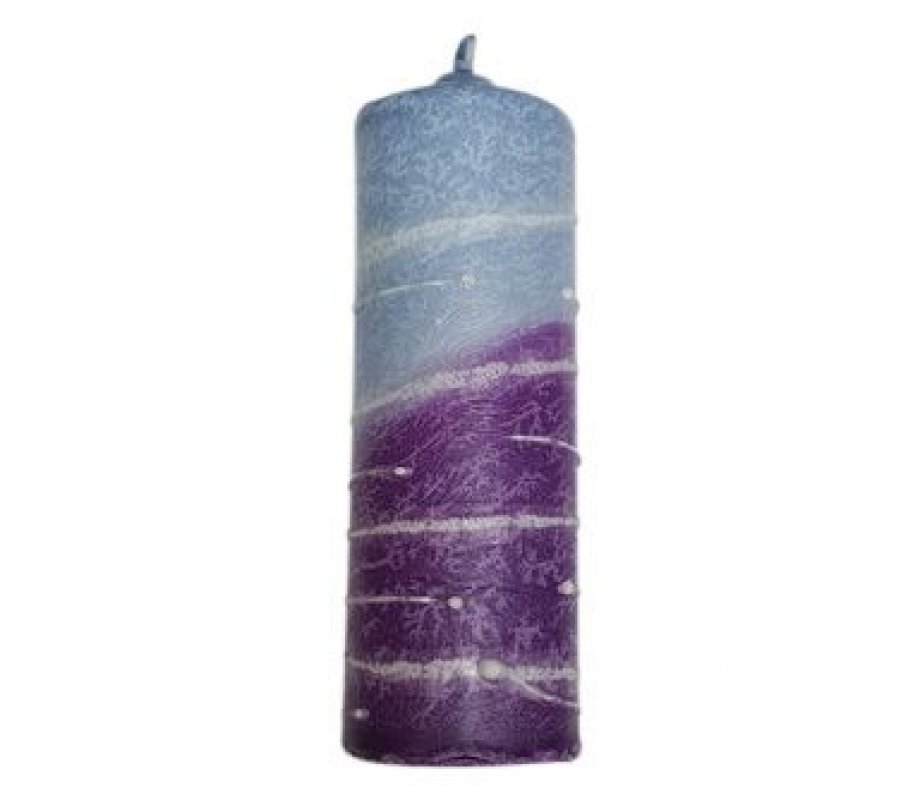 Decorative Pillar Havdalah Candle Handcrafted, Purple and Blue - Size Options