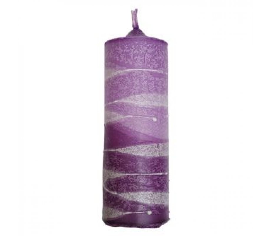 Decorative Pillar Havdalah Candle, Handcrafted, Purple and Pink - Various Options