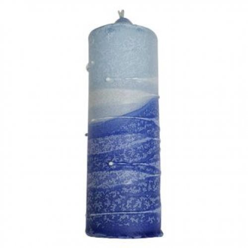 Decorative Pillar Havdalah Candle Handcrafted, Shades of Blue - Size Options