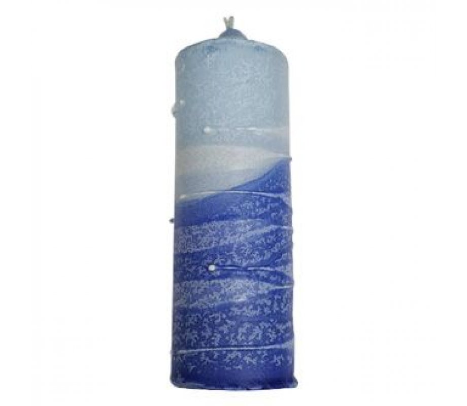 Decorative Pillar Havdalah Candle Handcrafted, Shades of Blue - Size Options