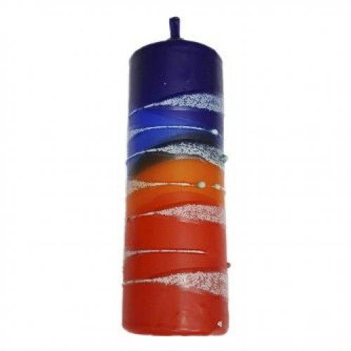Decorative Pillar Havdalah Candle Handmade, Red Blue and White - Size Options