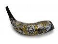 Decorative Rams Horn Shofar, Gold and Silver - Lion of Judah and Menorah