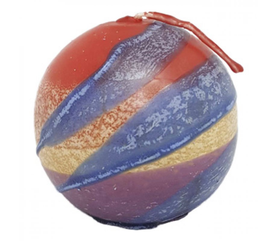 Decorative Round Handmade Candle - Blue, Orange, purple and Yellow