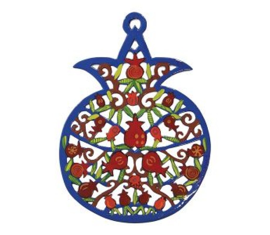 Decorative Small Pomegranate Wall Hanging, Red Pomegranates - Yair Emanuel