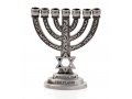 Decorative Small Seven Branch Menorah with Star of David & Breastplate, Pewter - 4