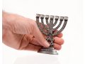 Decorative Small Seven Branch Menorah with Star of David & Breastplate, Pewter - 4