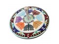 Decorative Sparkling Dreidel with Stand, Colorful Menorahs Design - Dorit Judaica