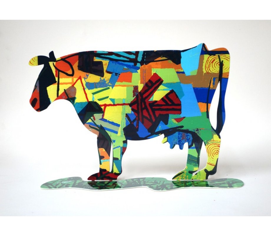 Dora Cow Free Standing Double Sided Steel Sculpture - David Gerstein