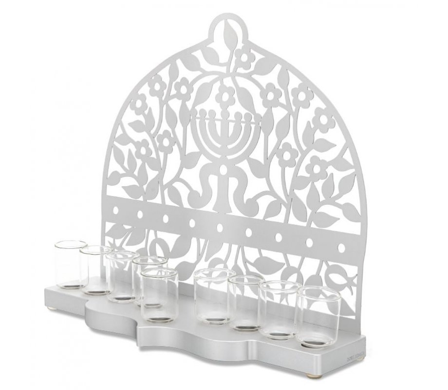 Dorit Judaica Chanukah Menorah with Cutout Pomegranates and Menorah