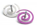 Double Spiral Hanukkah Dreidel Brushed Aluminum, Purple and Silver - Adi Sidler