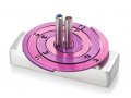 Double Spiral Hanukkah Dreidel Brushed Aluminum, Purple and Silver - Adi Sidler