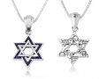 Double Star of David Pendant Necklace, Jerusalem Image on Reverse – Sterling Silver