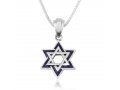 Double Star of David Pendant Necklace, Jerusalem Image on Reverse – Sterling Silver