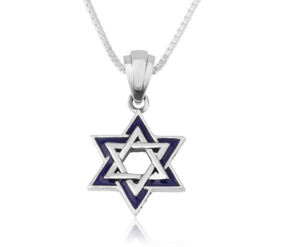 Double Star of David Pendant Necklace, Jerusalem Image on Reverse – Sterling Silver