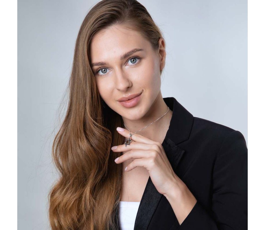 Double Star of David Pendant Necklace, Sterling Silver and 15K Plated Gold