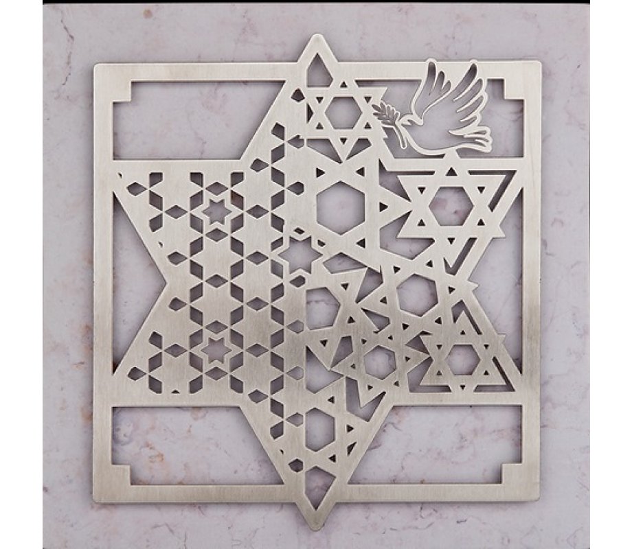 Dove of Peace Star of David Design - Dorit Judaica Stainless Steel Wall Plaque