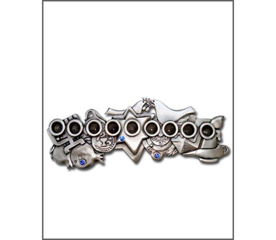 Doves and Jewish Motifs Hanukkah Menorah - Yealat Chen