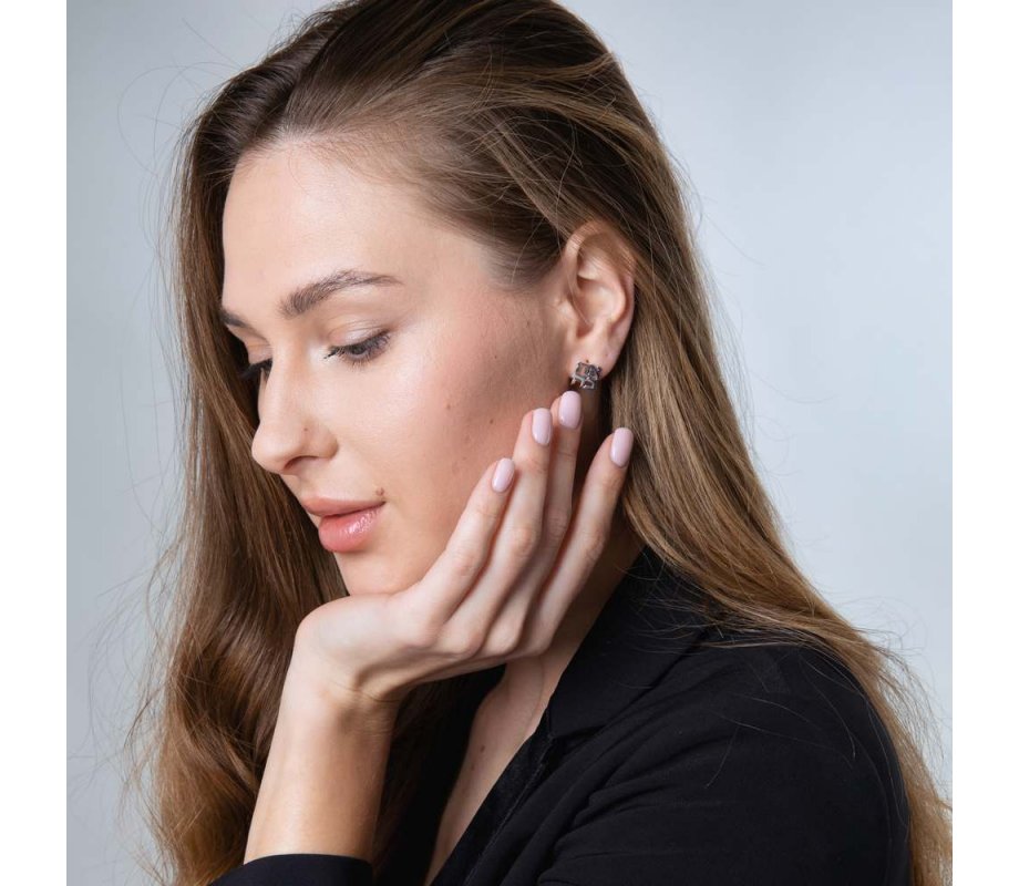 Earring with cutout Letters of Ahava Love - Sterling Silver