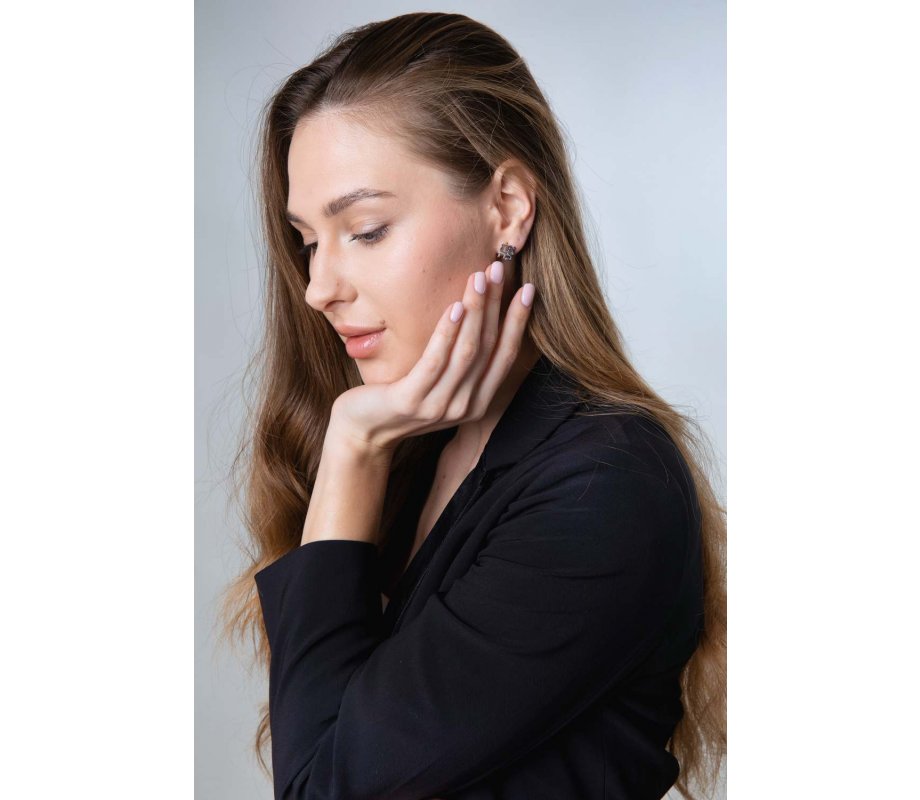 Earring with cutout Letters of Ahava Love - Sterling Silver