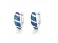 Earrings with Curved Eilat Stone Inlay and Silver Stripes  Sterling Silver